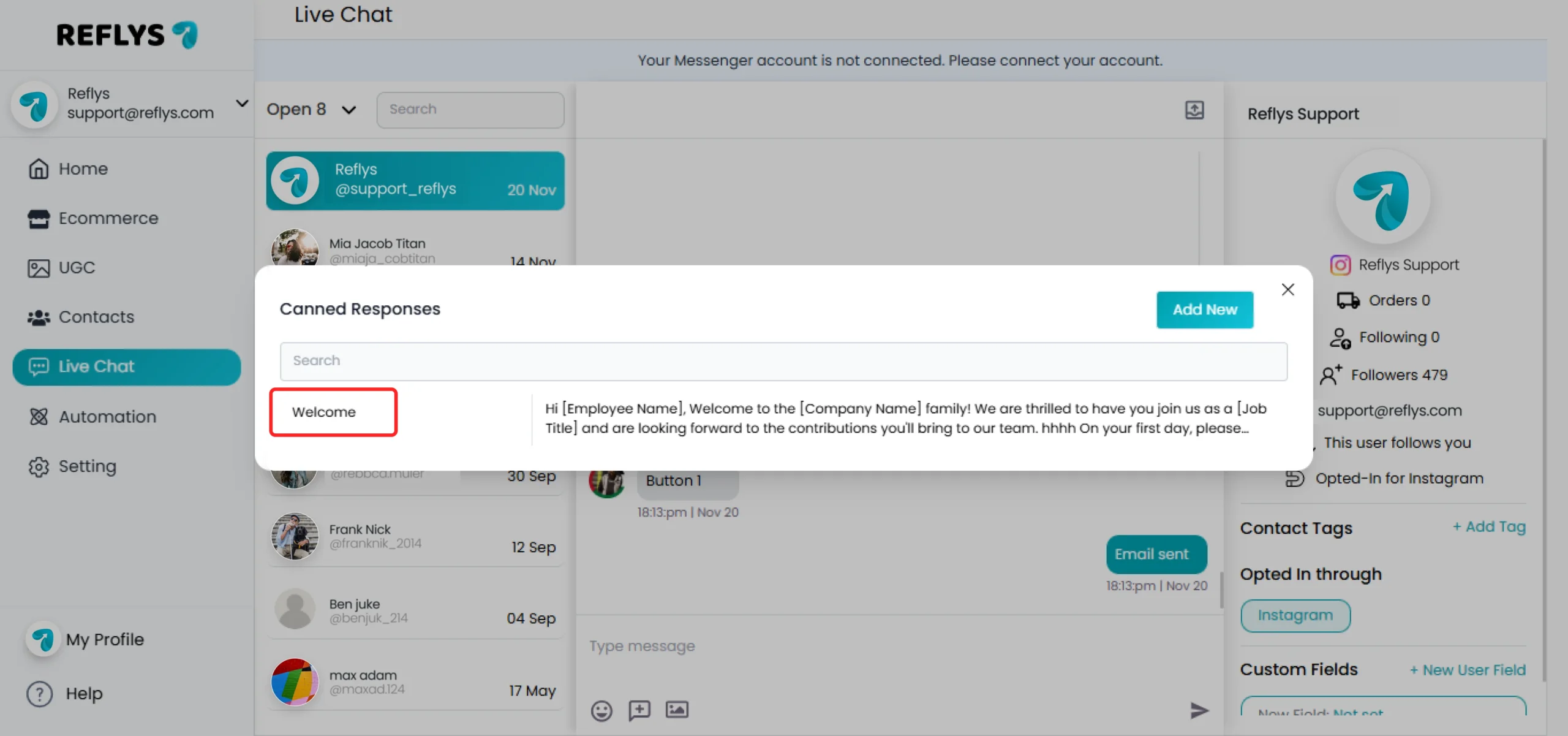 Canned Response Behavior