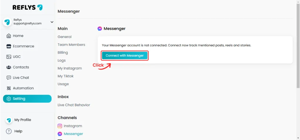 Connect via Messenger