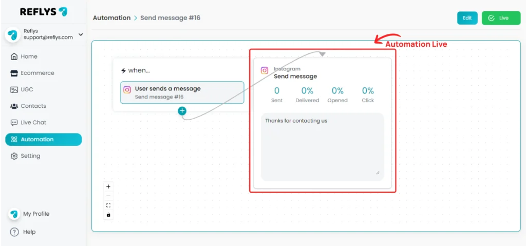 Send Message Automation Live