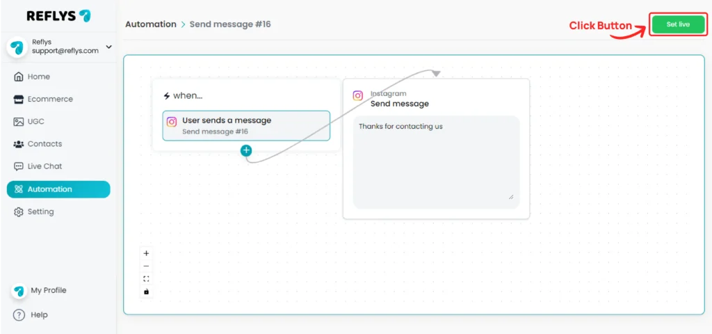Set Live Send Message