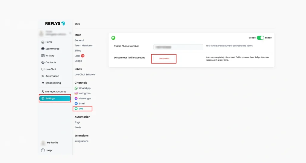 Disconnect twilio image