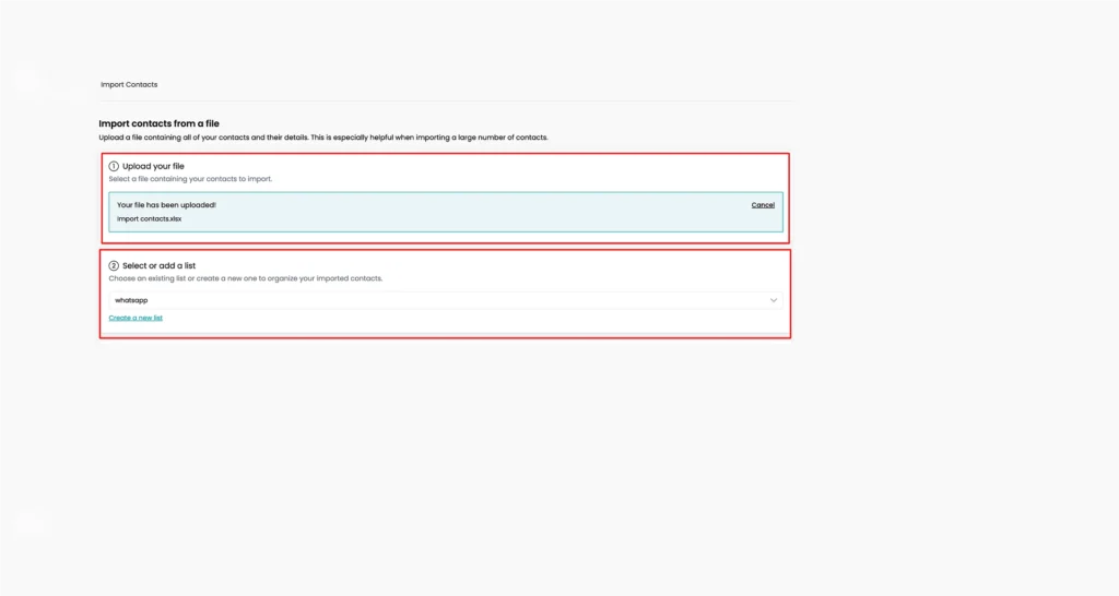 Upload your CSV image