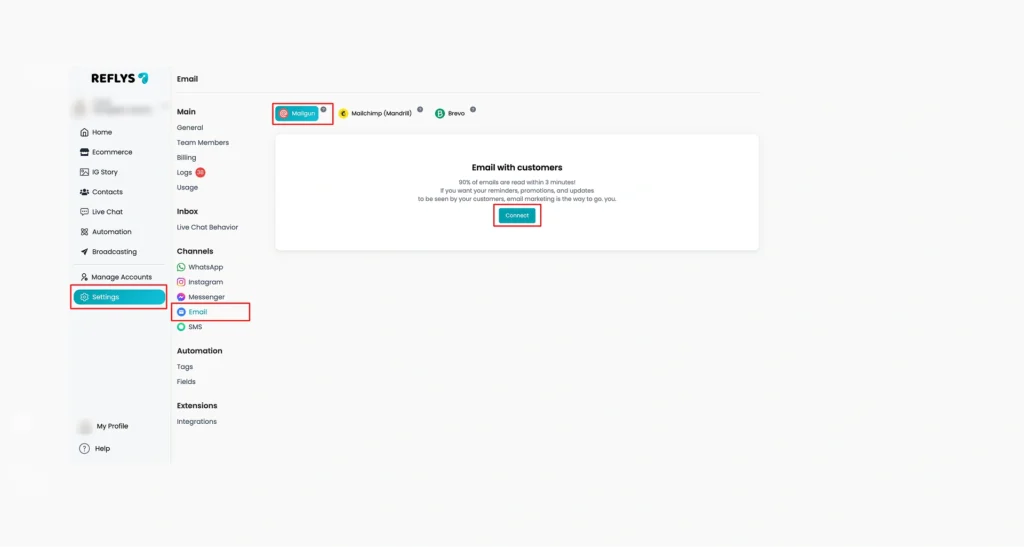 click on Email image
