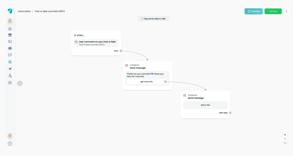 add an instagram messsage node image