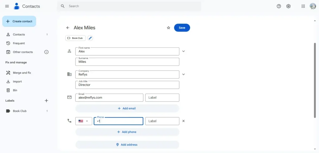 Edit Google Contact