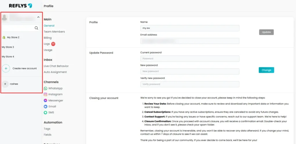 Account Management in Reflys