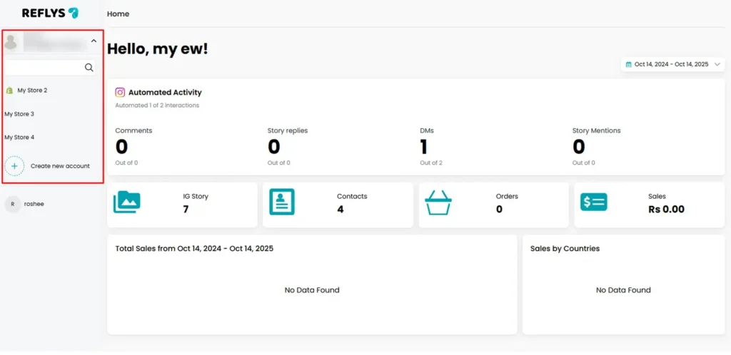 Accounts Panel In Reflys Dashboard