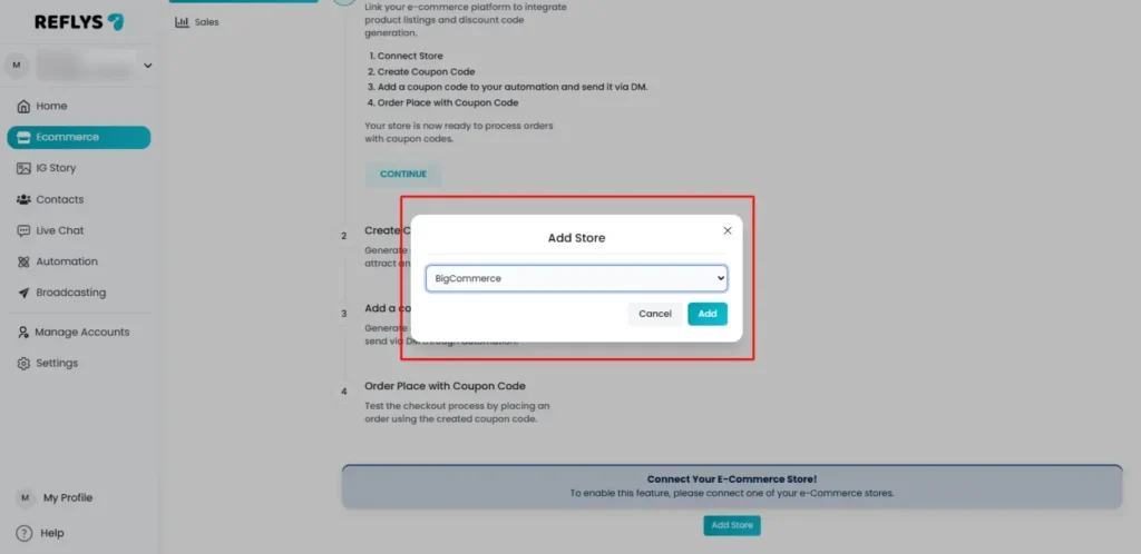Add BigCommerce Store