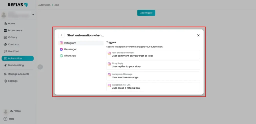 Add Triggers in Automation
