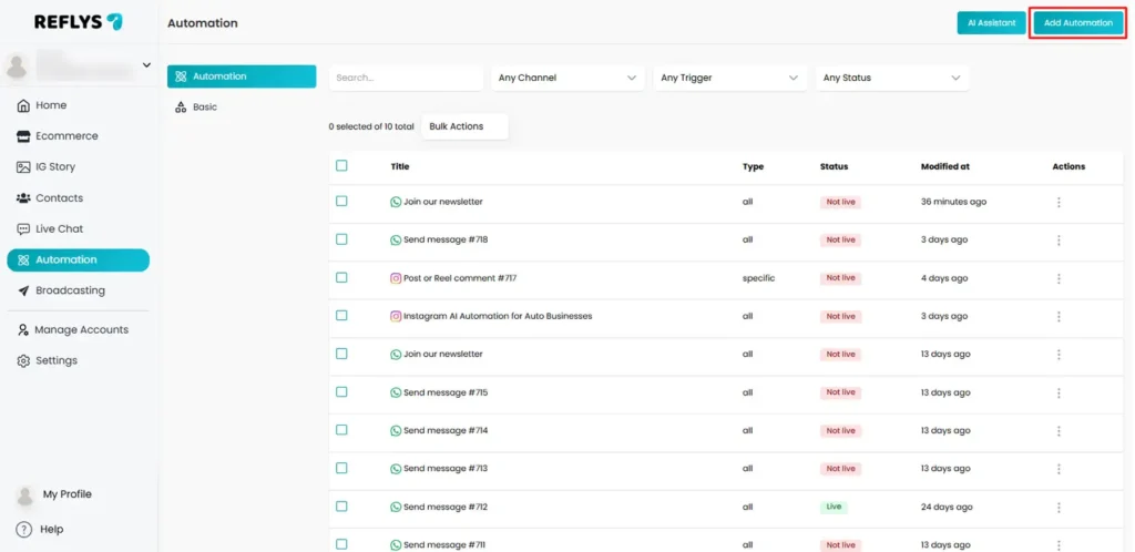 Automation Cards in Reflys