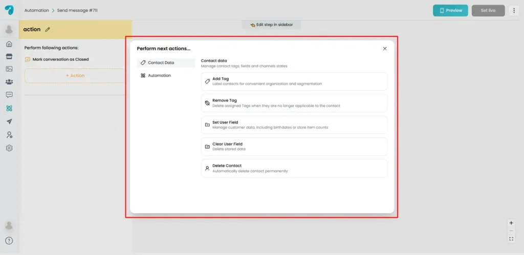 Contact Data in Action Buttons