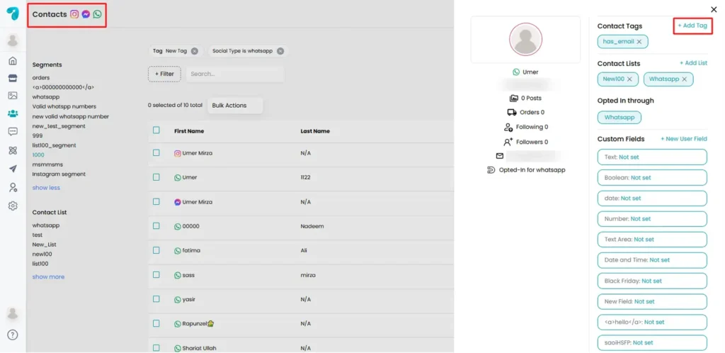 Create and Manage Tags through Contact in Reflys