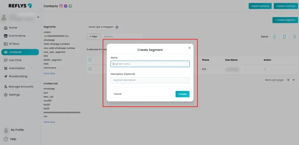 Create and Save the Segments in Reflys