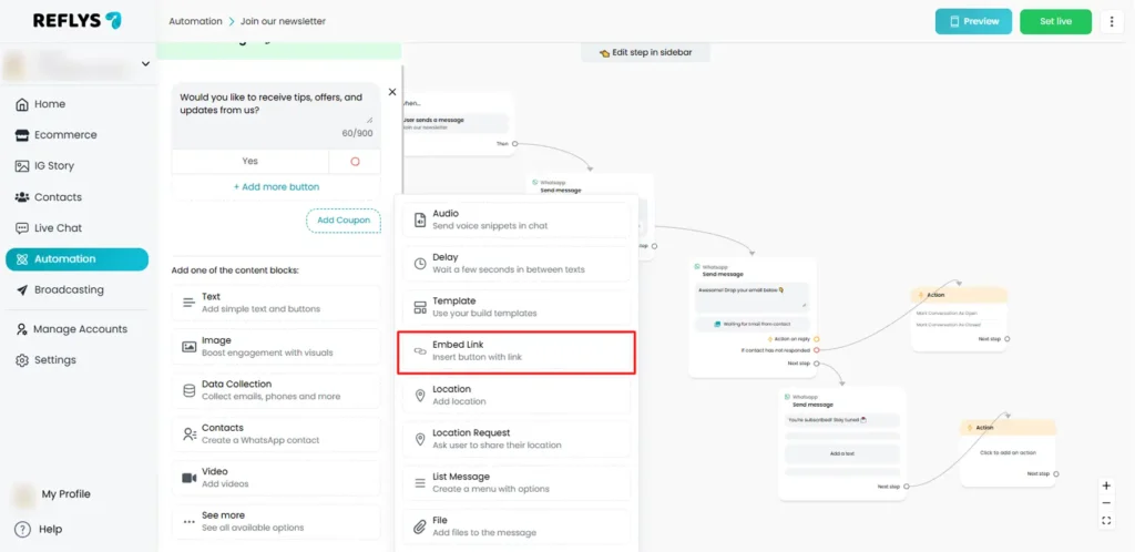 Embed Link in Automation