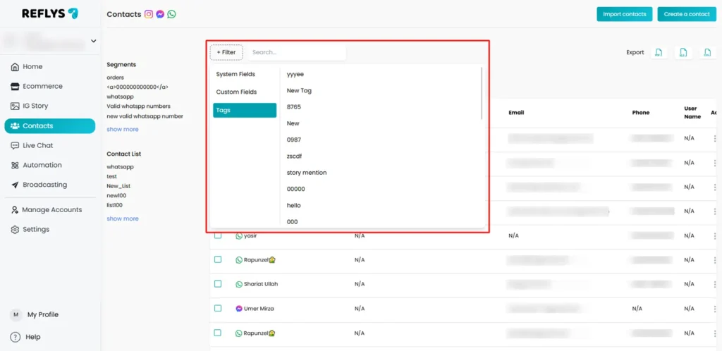 Filtering Your Contacts