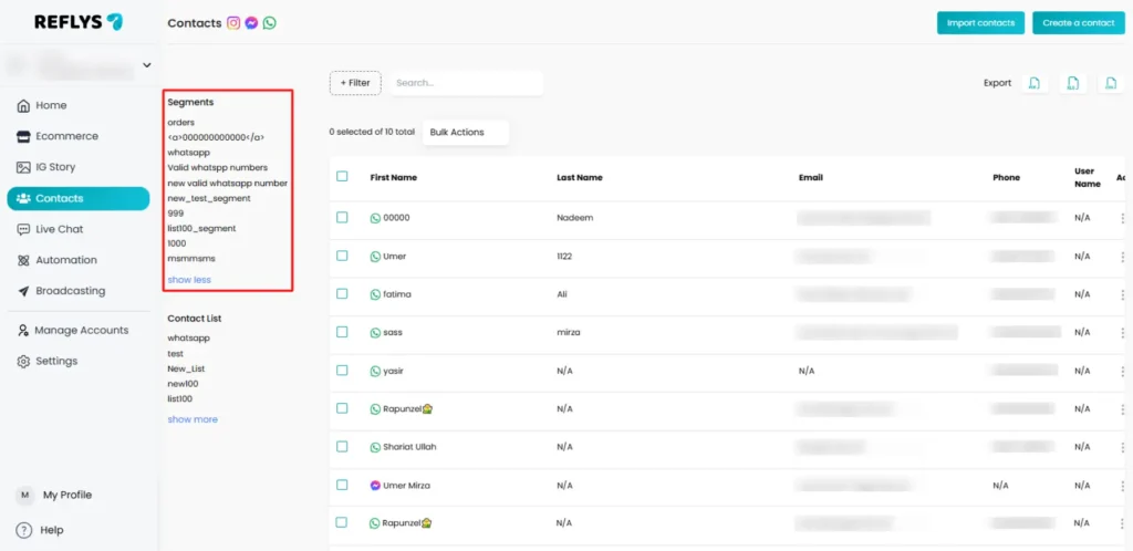 Filtering Your Contacts using Segments