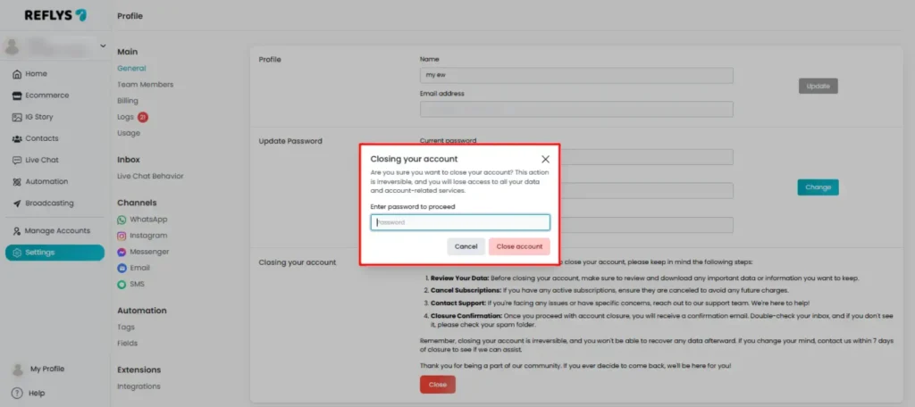 Finalizing Account Deletion