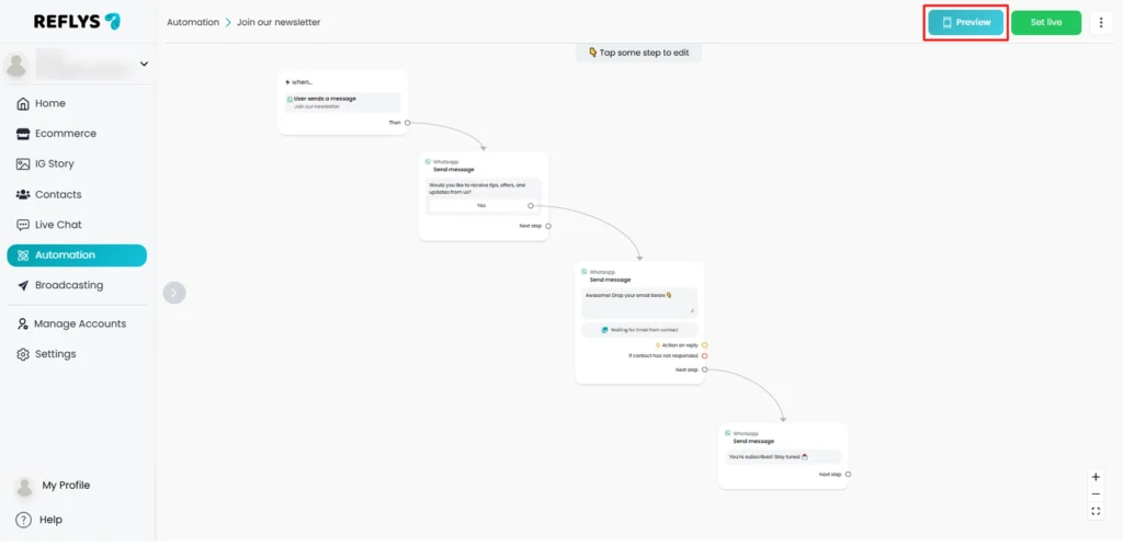 How to Preview Automations in Reflys