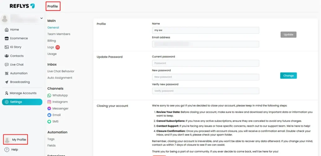 Managing Your Reflys Account