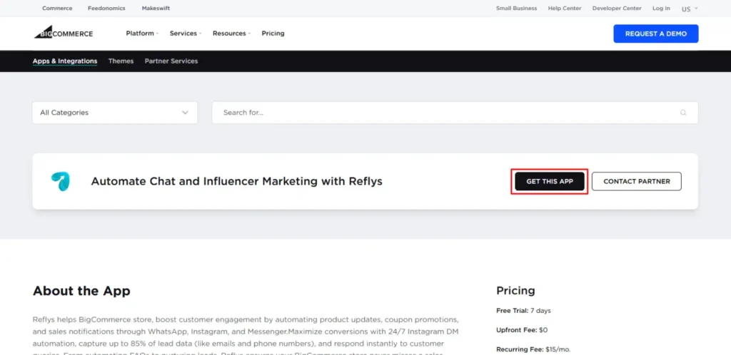Reflys App in BigCommerce