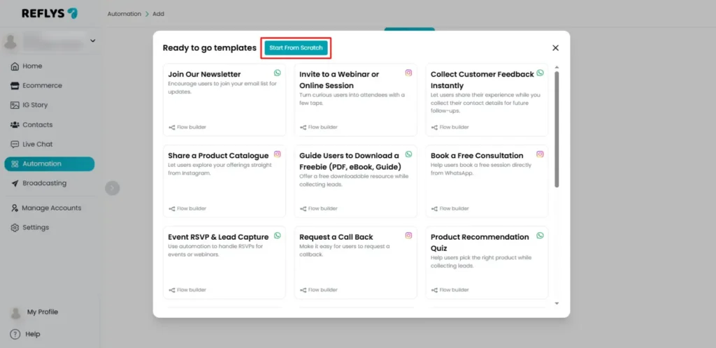 Start Automation Cards from Scratch