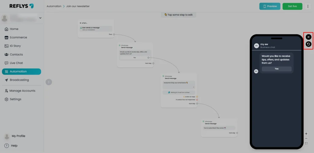 Widget Control in Preview Automations
