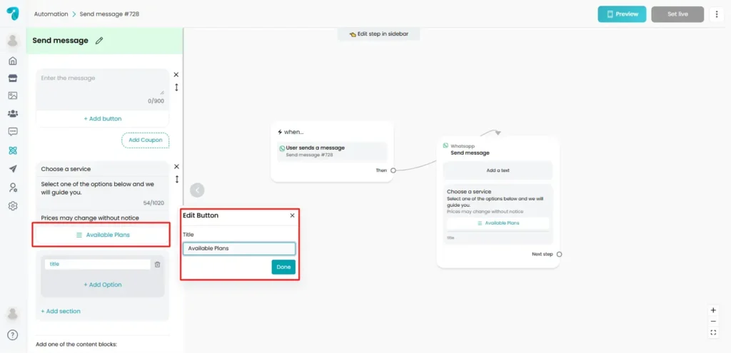 Menu Title of WhatsApp List Messages in Reflys