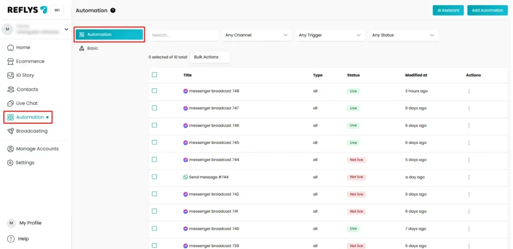 Automation Flow in Reflys