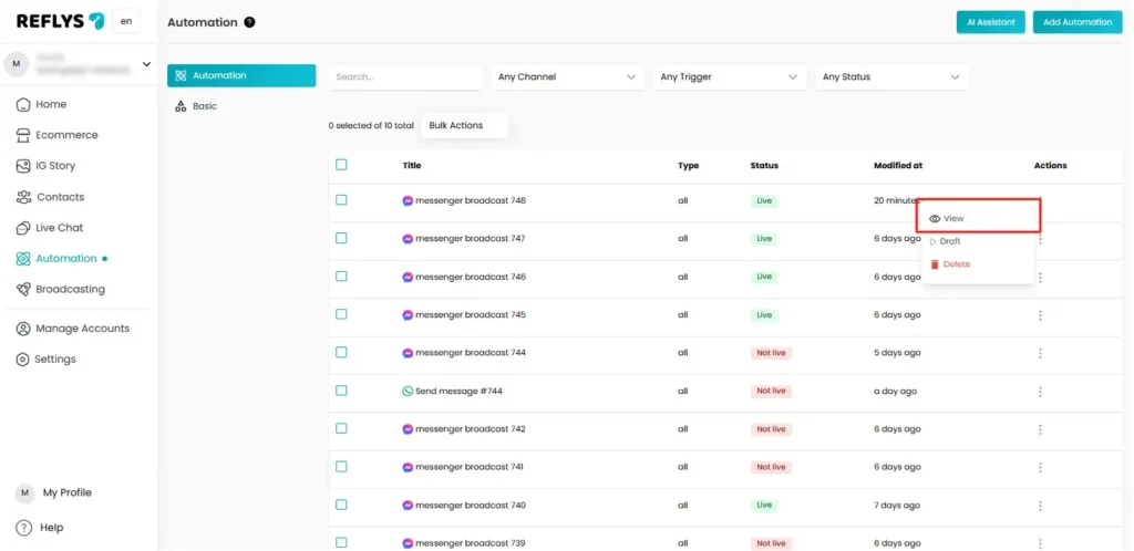 How to View Step Wise Message Analytics in Reflys