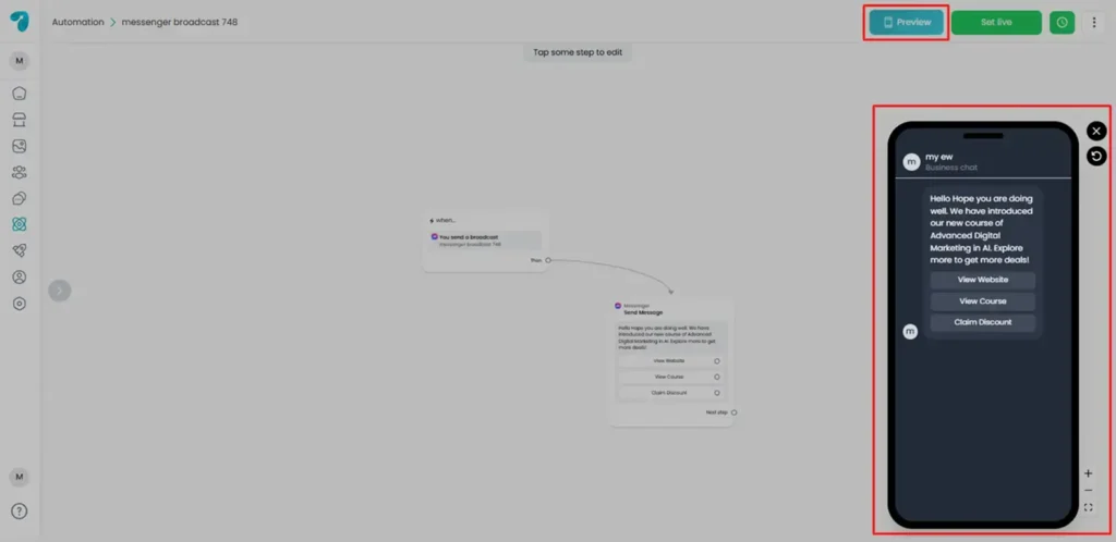 Live Preview of Broadcasting in Reflys