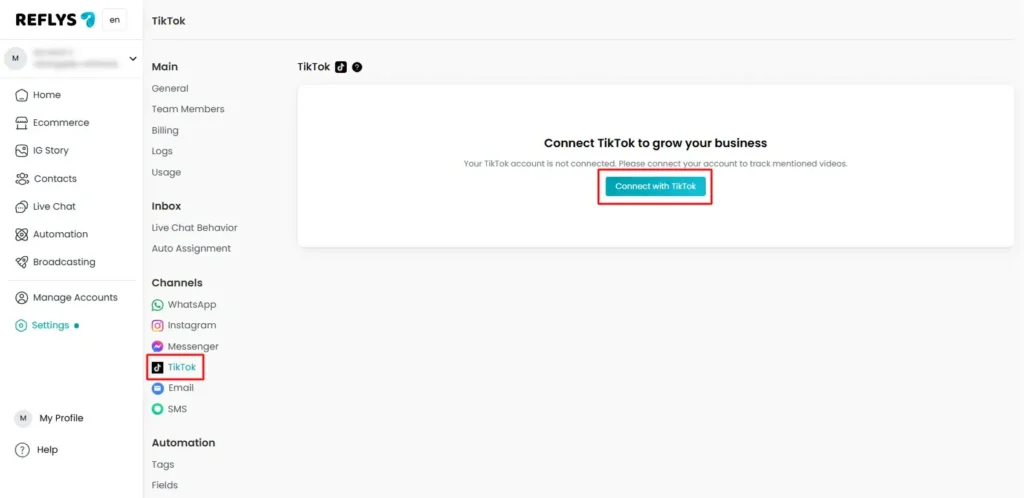 Connect Your TikTok Account with Reflys