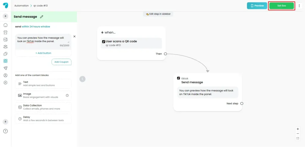 Set Up Live TikTok QR Code Trigger in Reflys