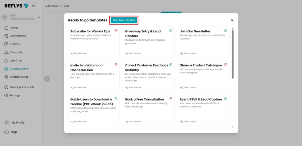 Start from Scratch to Set Up TikTok QR Code Trigger in Reflys