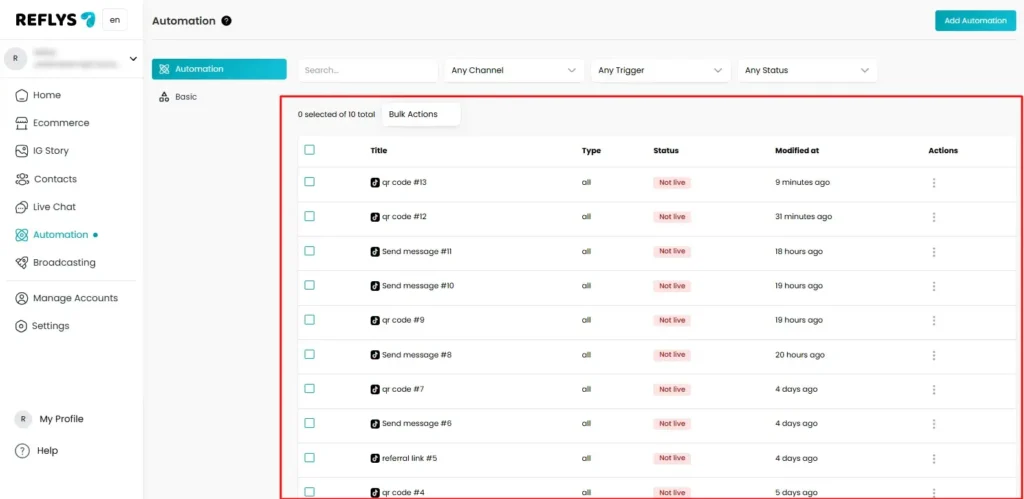TikTok Automation in Reflys