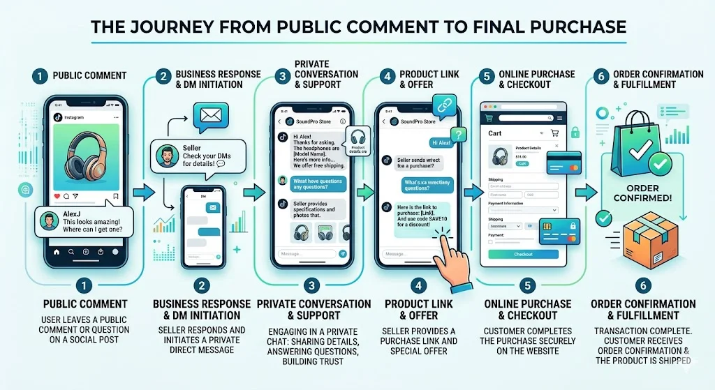 A map of a sales funnel using automated messages