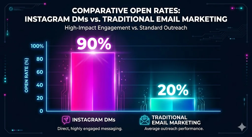 Chart showing Instagram automation ai performance vs email marketing