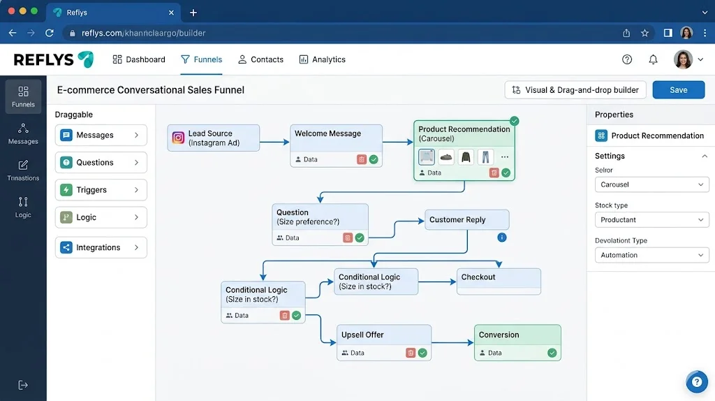 Drag and drop visual chatbot builder for ai instagram engagement