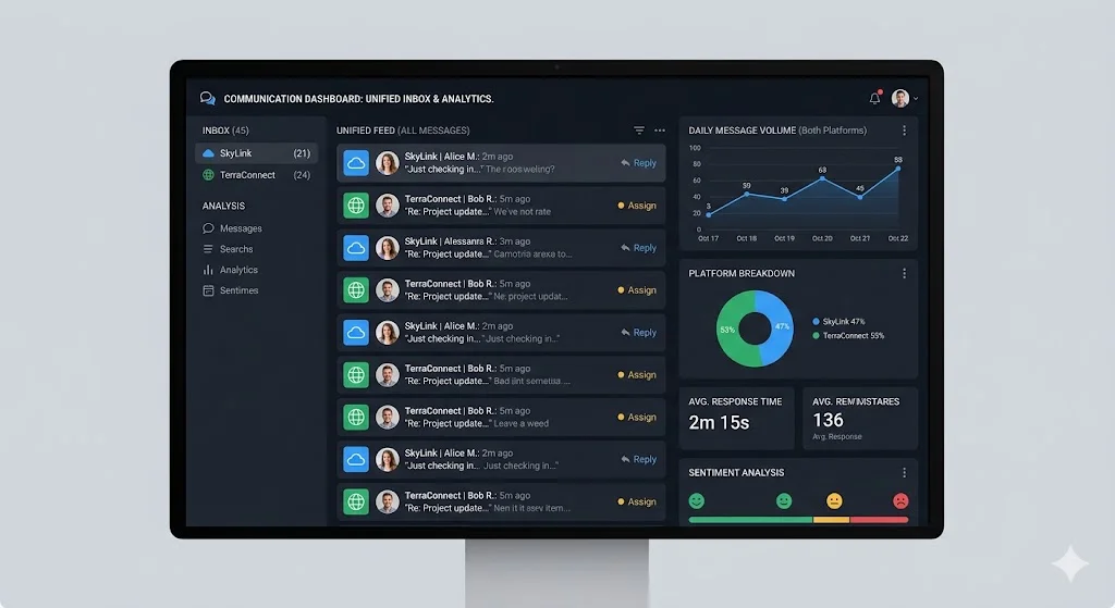 Unified inbox dashboard for managing fb messenger instagram messages
