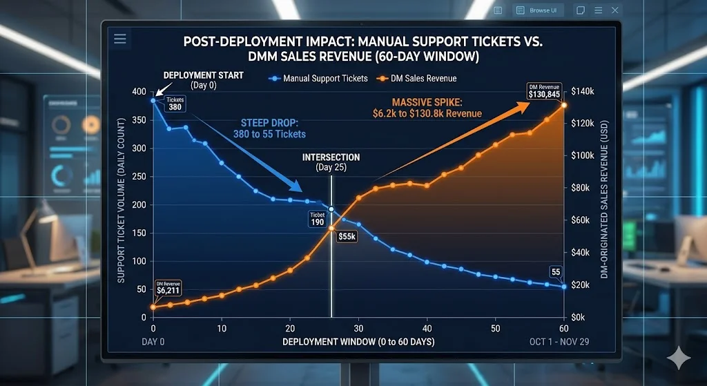 Analytics chart proving ROI of omnichannel business chat automation