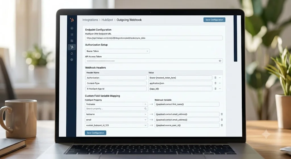 Configuring outbound API POST requests to sync social messaging data to CRM