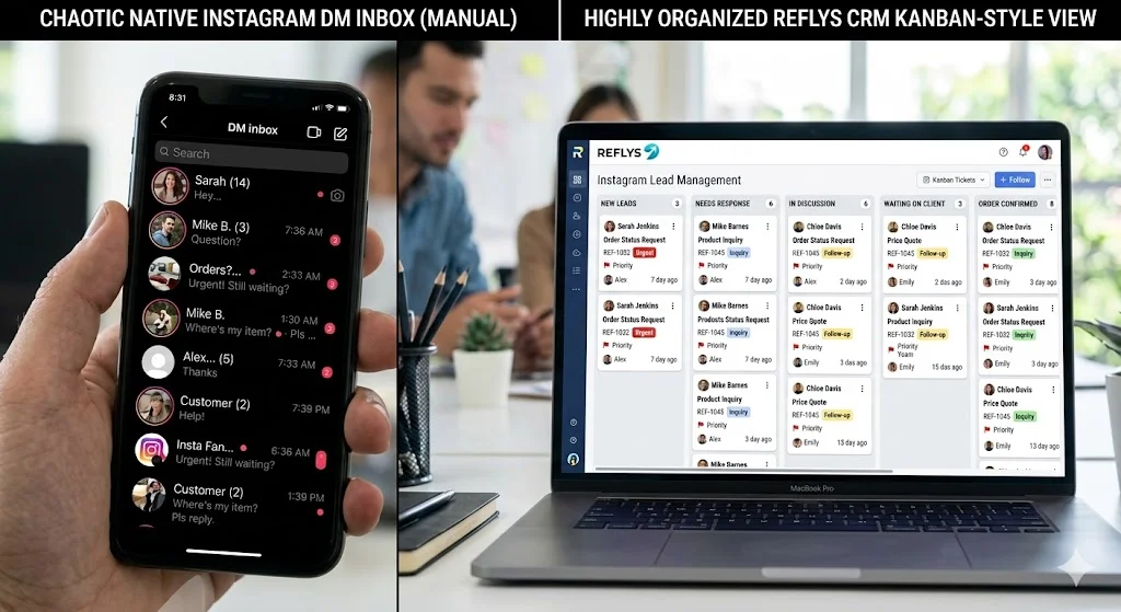 managing tickets inside a crm for instagram