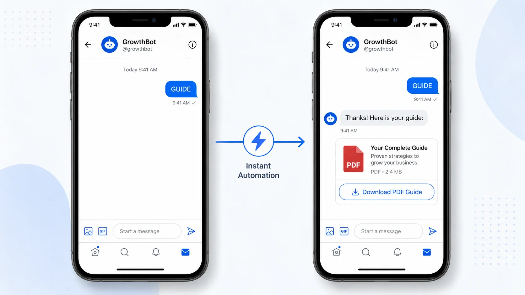 Mobile view of an inbound DM trigger using tiktok marketing tools